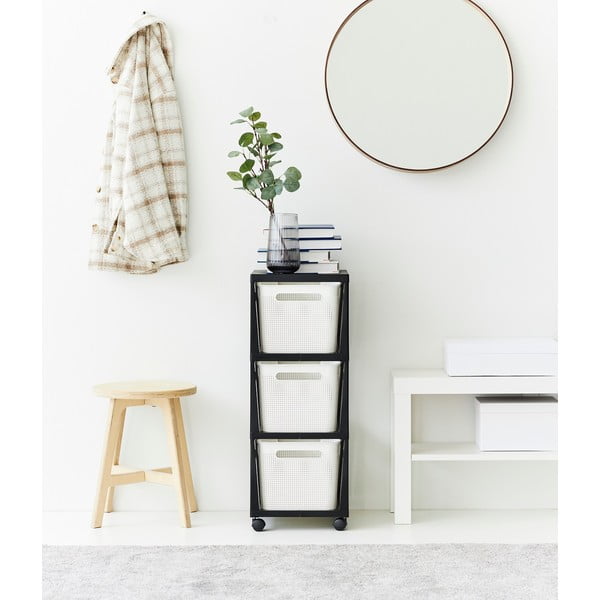 Bijelo-crni plastični mobilni poličar 30x77 cm Brisen - Rotho-image-3