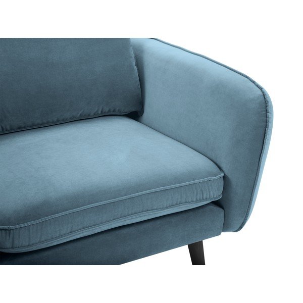 Svijetloplava baršunasta fotelja s crnim nogama Kooko Home Lento-image-4