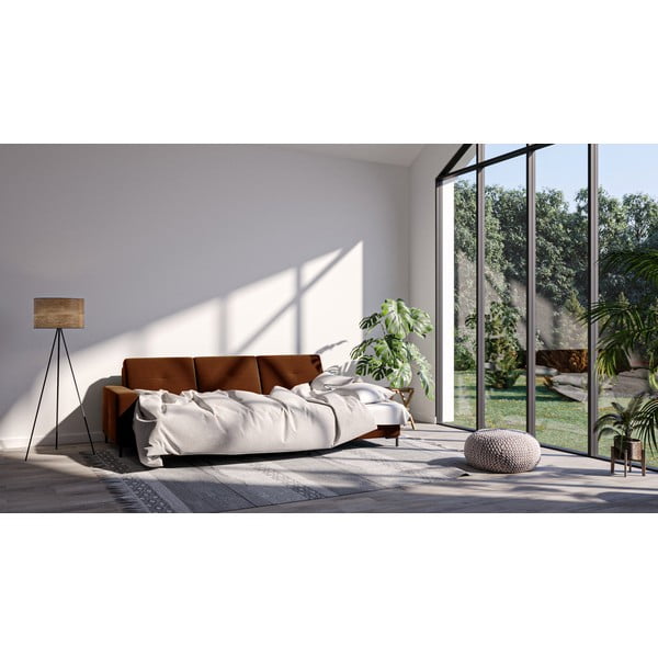 Tamnonarančasta baršunasta kutna garnitura Ghado Moor, desni kut-image-1