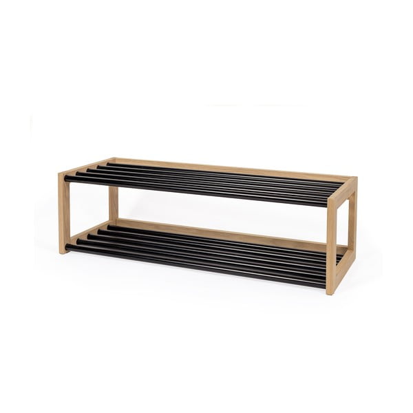 Crna metalna polica za cipele u prirodnoj boji - Woodman-image-2