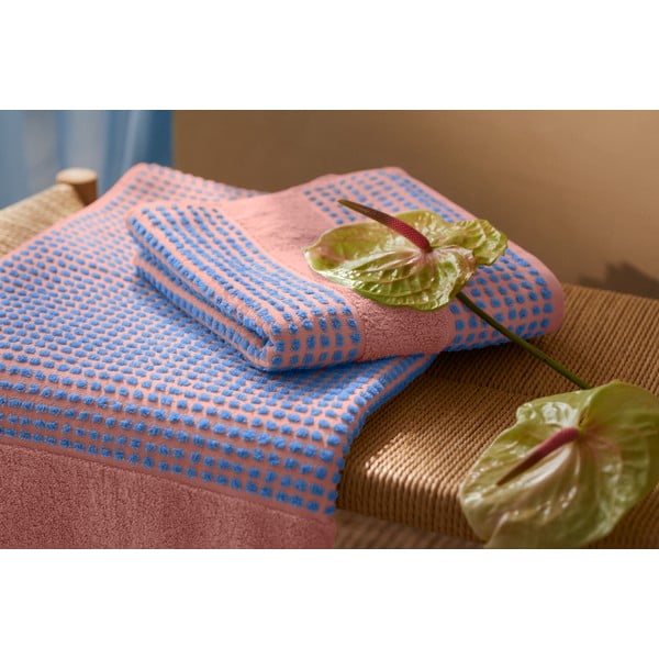 Plavi/ružičasti ručnik od organskog pamuka od frotira 70x140 cm Check – JUNA-image-4