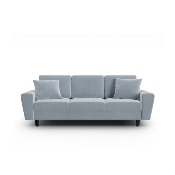 Svijetlo plava baršunasti sklopiva/s prostorom za odlaganje sofa 235 cm Kyoto – Cosmopolitan Design