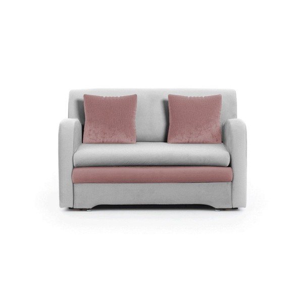 Ružičasta/svijetlo siva baršunasti sklopiva sofa 130 cm Ario – ELTAP