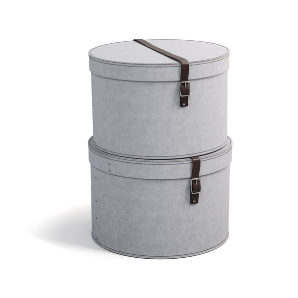 Svijetlo sive kartonske kutije za pohranu u setu  2 kom s poklopcem ø 37,5x25,5 cm Rut – Bigso Box of Sweden
