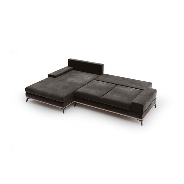 Tamnosmeđa baršunasta kutna garnitura Windsor & Co Sofas Astre, lijevi kut-image-4