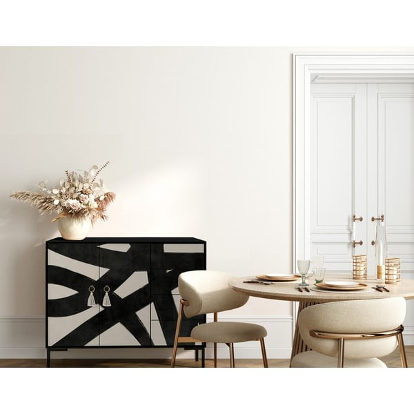 Crna/bež niska komoda 113x84 cm Wilma – Really Nice Things-image-4