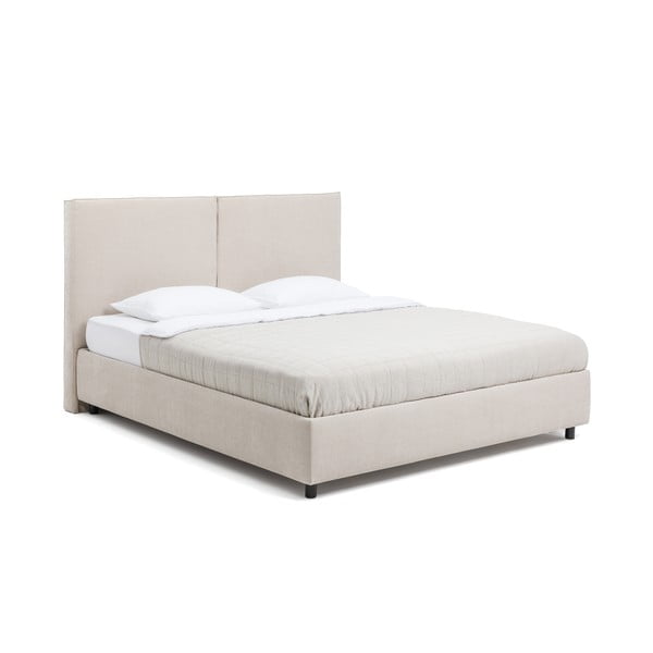 Bež tapecirani bračni krevet s podnicom i prostorom za odlaganje 180x200 cm Myra Bold – Bonami Selection