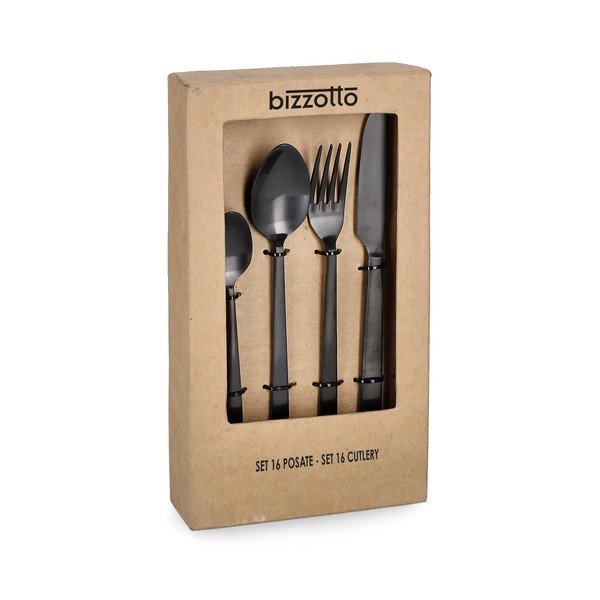 Crni pribor 16 kom od nehrđajućeg čelika za 4 osobe Hestia – Bizzotto-image-1