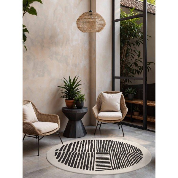 Crni/krem okrugao unutarnji i vanjski tepih ø 200 cm Haringey Bounds – Ted Baker-image-1