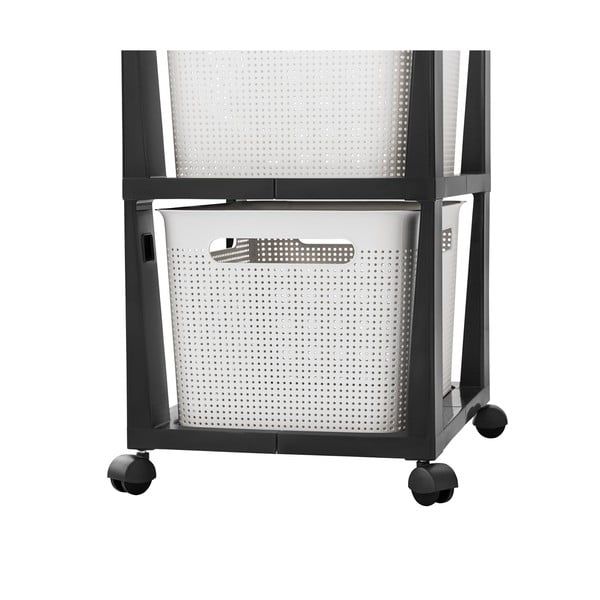 Bijelo-crni plastični mobilni poličar 30x77 cm Brisen - Rotho-image-2