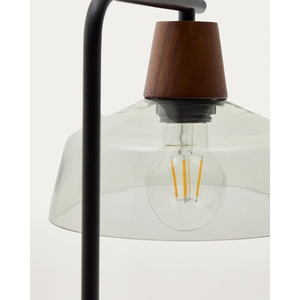 Zelena/u tamnoj prirodnoj boji stolna lampa sa staklenim sjenilom (visina 55 cm) Silex – Kave Home-image-2