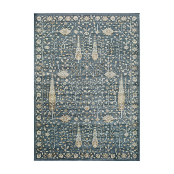Plavi tepih od viskoze Universal Vintage Flowers, 120 x 170 cm