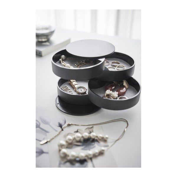 Crna katna kutija za nakit YAMAZAKI Tower, ⌀ 10 cm-image-1