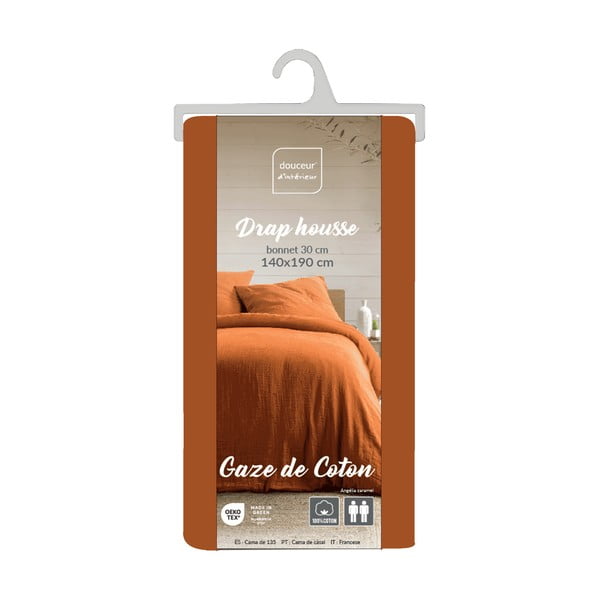 Narančasta/smeđa plahta od muslina 140x190 cm Angelia – douceur d'intérieur-image-3