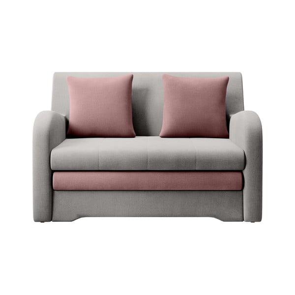 Ružičasta/svijetlo siva baršunasti sklopiva sofa 130 cm Ario – ELTAP