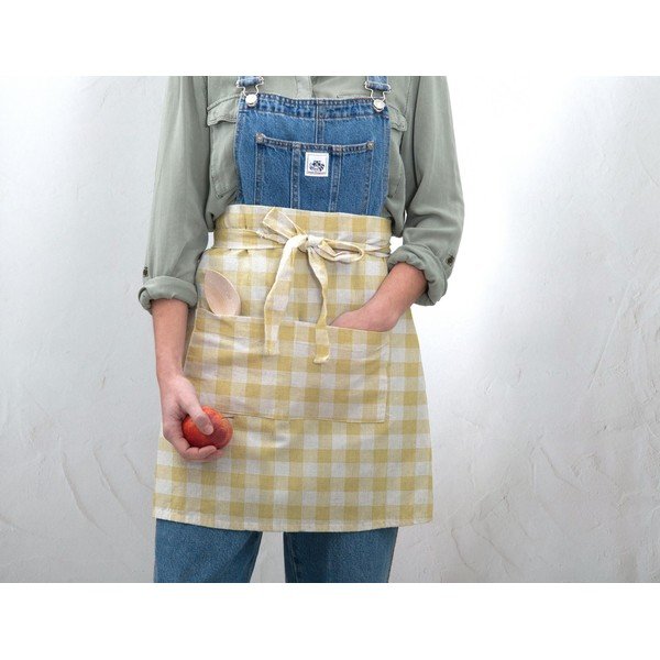 Platnena pregača Really Nice Things Delantal de Lino Yellow Vichy-image-1