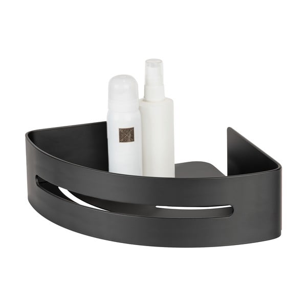 Mat crna metalna samoljepljiva kupaonska polica kutna Bivio – Wenko-image-4