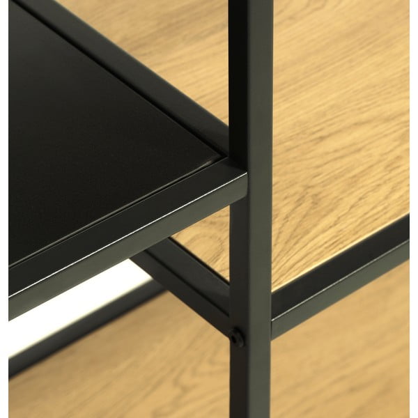 Crna/u prirodnoj boji biblioteka u dekoru hrasta 80x146x35 cm Altino – Unique Furniture-image-4