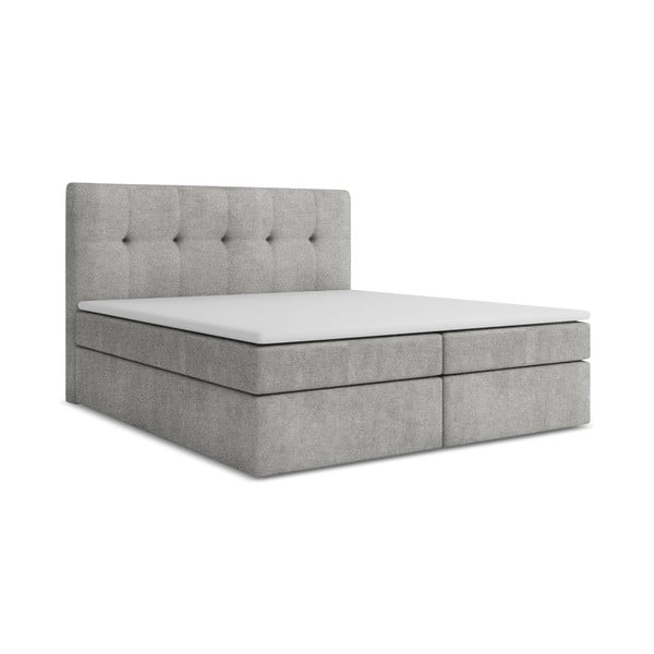 Svijetlo sivi boxspring krevet s prostorom za odlaganje 140x200 cm Palta – Makamii