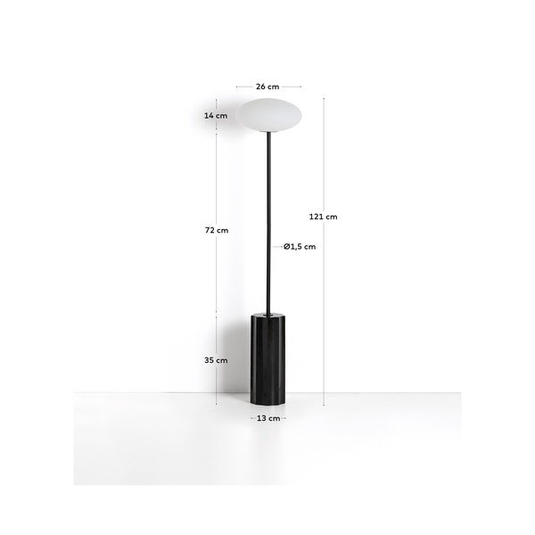 Bijela/crna stojeća svjetiljka sa staklenim sjenilom (visina 120 cm) Idela – Kave Home-image-3