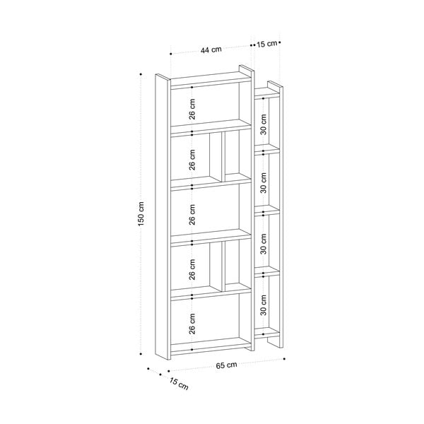Biblioteka u dekoru hrasta u prirodnoj boji 65x150 cm Momo – Kalune Design-image-3