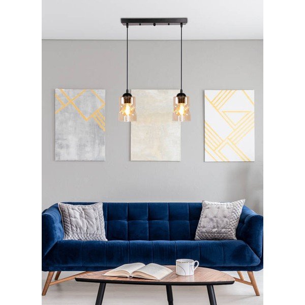 Crna visilica sa staklenim sjenilom 10x44 cm Felis - Candellux Lighting-image-1