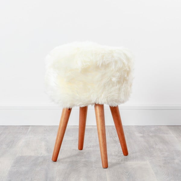 Stolica Stolica sa sjedalom od bijelog ovčjeg krzna Native Natural, ⌀ 30 cm-image-2