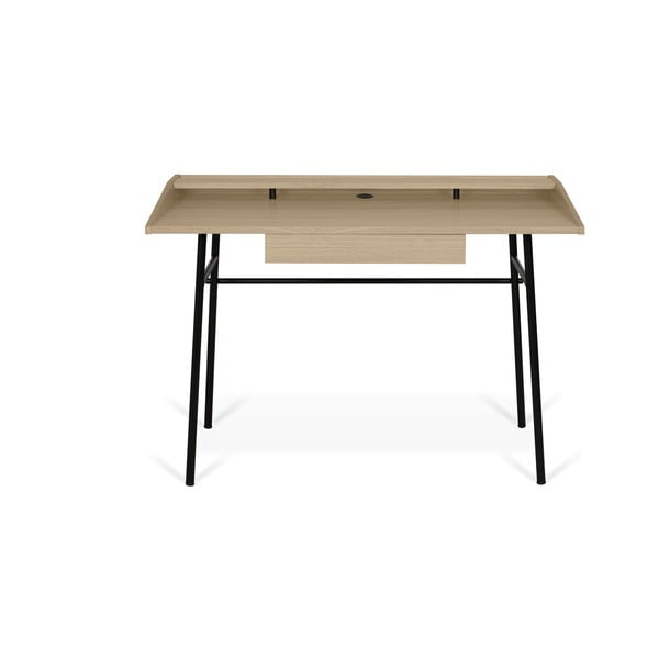 Radni stol s hrastovom pločom i crnim nogama TemaHome Ply, 120 x 81 cm