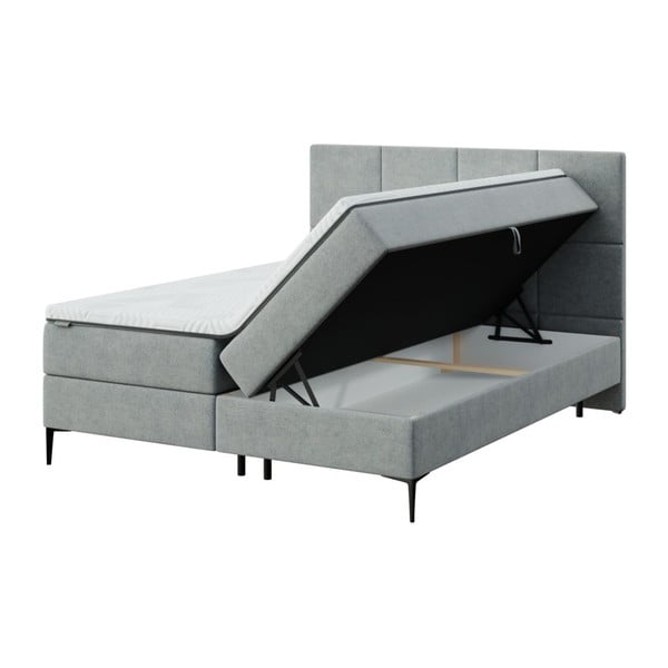 Sivi boxspring krevet s prostorom za pohranu 180x200 cm Bufo – MESONICA-image-2