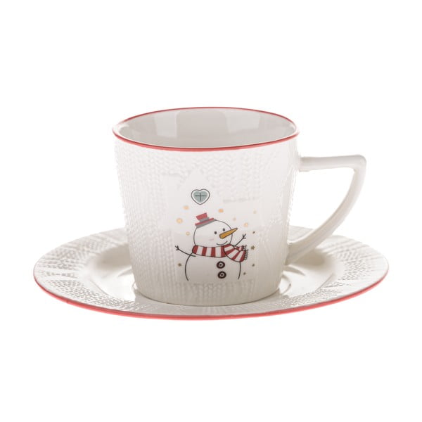 Bijela porculanska šalica s božićnim motivom 110 ml Snowman – Dakls