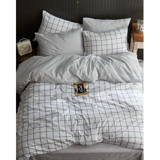 Bijela posteljina za bračni krevet/za produženi krevet s uključenom plahtom/4-dijelna 200x220 cm Geometric – Mila Home