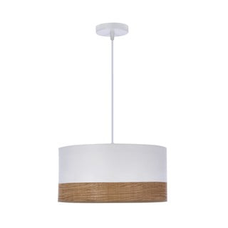 Bijela viseća svjetiljka s tekstilnim sjenilom/sa sjenilom od furnira ø 30 cm Bianco – Candellux Lighting