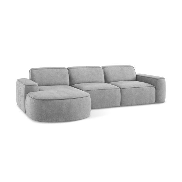 Svijetlo siva kutna garnitura od šenila (s lijevim kutom/s ležaljkom) Omao – Makamii-image-4