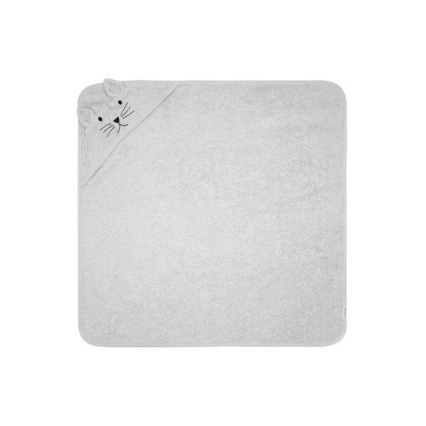 Sivi pamučni dječji ručnik s kapuljačom Kindsgut Cat-image-3