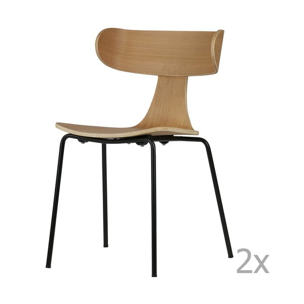 Set od 2 blagovaonske stolice od svijetlog jasenovog furnira BePureHome Form