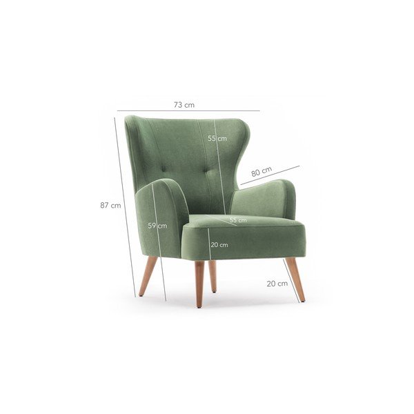 Zelena fotelja Balcab Home Jane-image-3