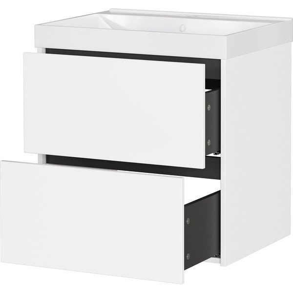 Bijeli zidni ormarić za ispod umivaonika u mat dekoru 61x65 cm Bodera – Germania-image-4