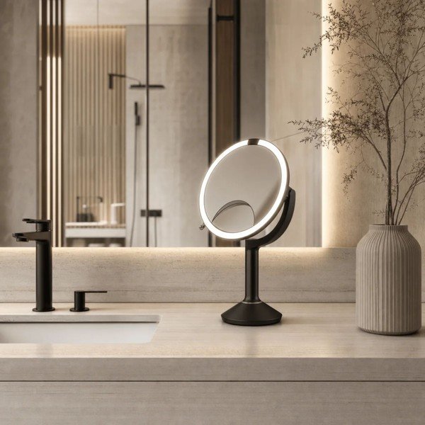 Kozmetičko ogledalo s osvjetljenjem/povećavajuće (s povećanjem 5x/s povećanjem 10x) ø 20 cm Trio – simplehuman-image-1
