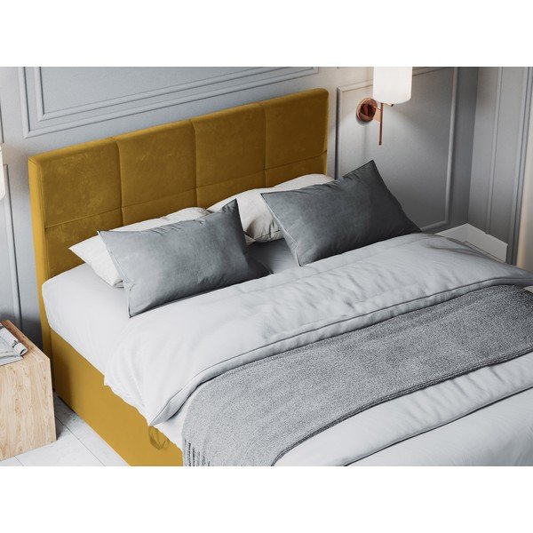 Žuti baršunasti bračni krevet Mazzini Beds Mimicry, 180 x 200 cm-image-1