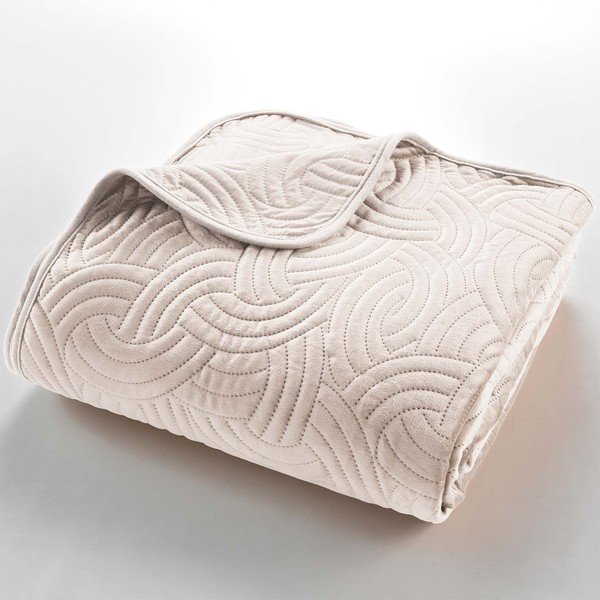 Krem set prekrivača i jastučnice od samta 220x240 cm Solange – douceur d'intérieur-image-2