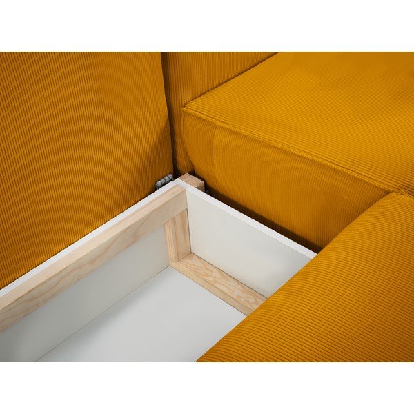 Žuti baršunasti kauč na razvlačenje "U" oblika Mazzini Sofas Azalea-image-1