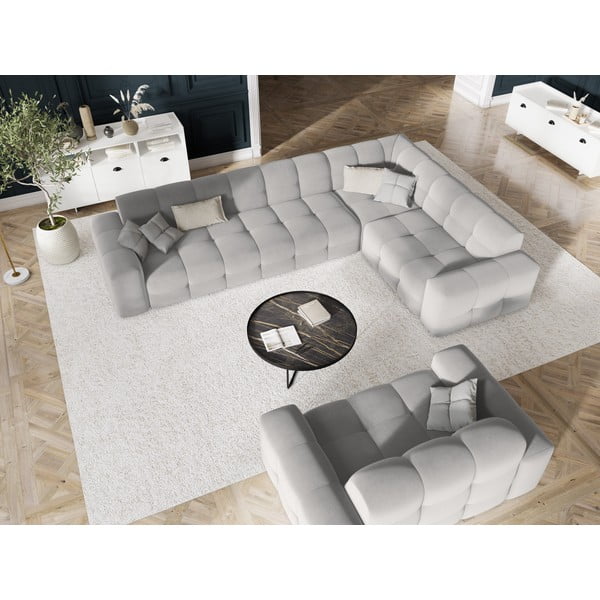 Svijetlo siva baršunasta kutna garnitura (desni kut) Kendal - Micadoni Home-image-1