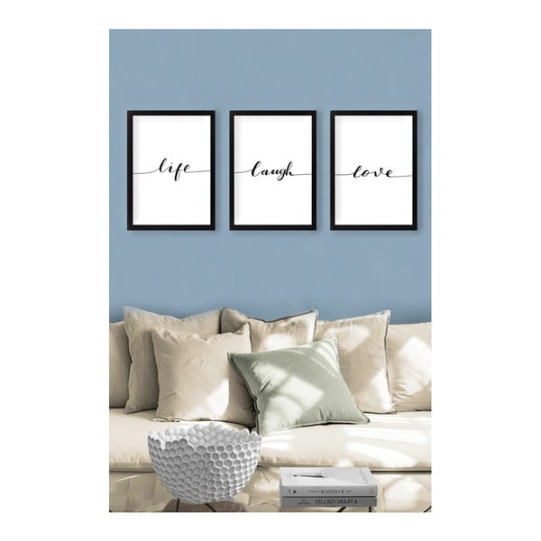 Slike u setu 3 kom 24x29 cm Life Laugh Love – Vavien Artwork-image-1