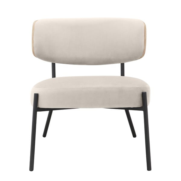 Krem baršunasti fotelja s naslonjačem za noge Jerry – Støraa-image-3