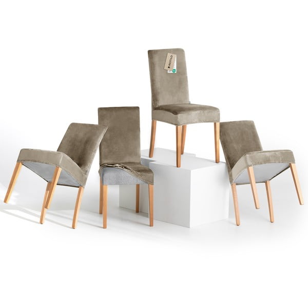 Sivo-bež rastezljive presvlake 4 kom za stolicu 48 cm Sento – Restilo