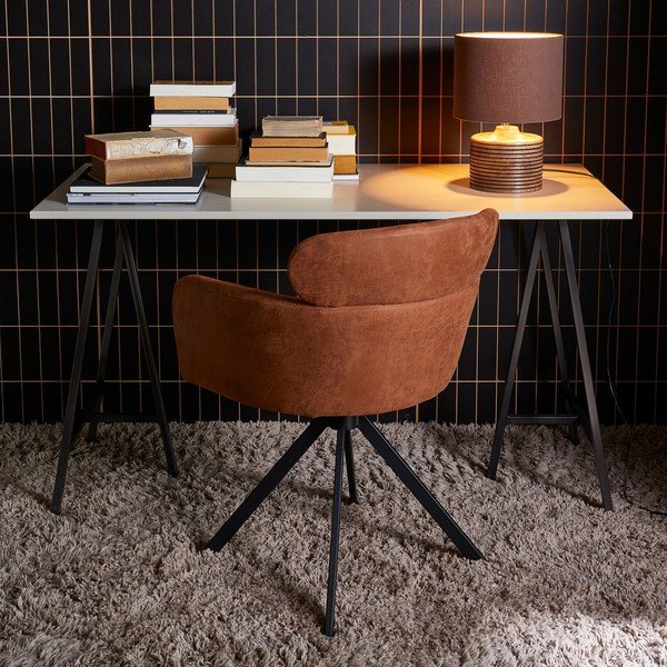 Konjak smeđa podstavljena blagovaonska stolica s naslonima za ruke Fenne – WOOOD-image-1