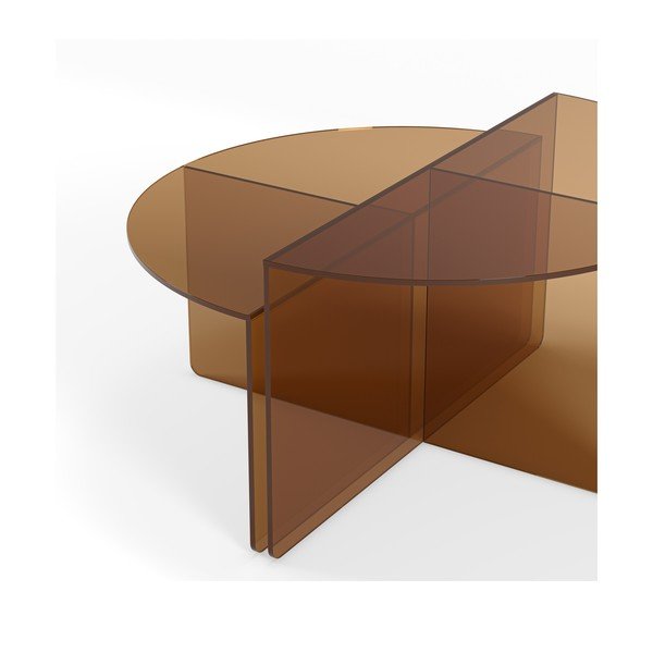 Smeđi stakleni okrugli stolići za kavu u setu 2 kom ø 80 cm Velta – MOME-image-4