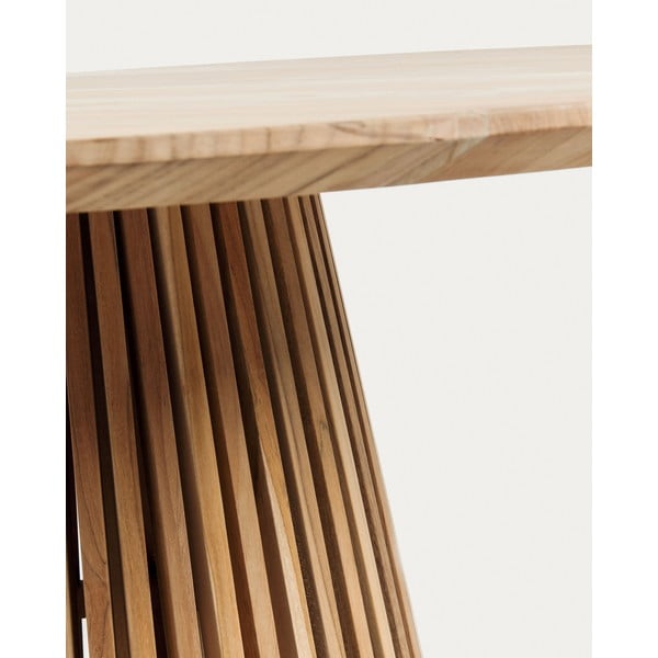 Okrugli blagovaonski stol od masivne tikovine u prirodnoj boji ø 90 cm Jeanette – Kave Home-image-2