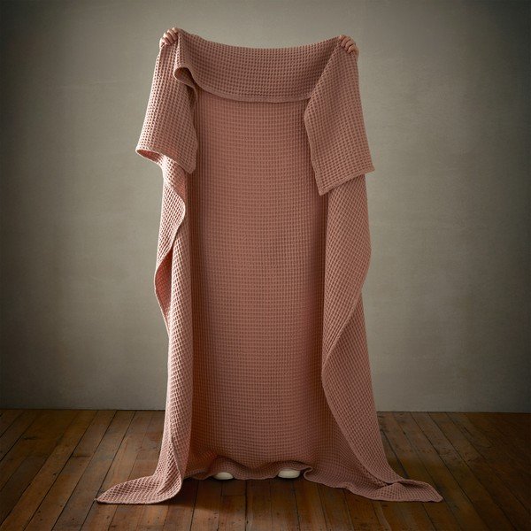 Prljavo roza pamučna deka 150x200 cm Jaipur Chunky Waffle – Pineapple Elephant-image-1