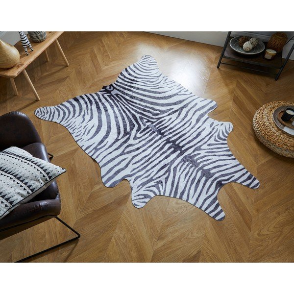 Bijelo-crno sinttičko krzno 195x155 cm - Flair Rugs-image-1